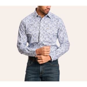 Rafter C Cornflower Paisley Pearl Snap‎ Shirt Western Cowboy XXL Men's Size 2XL